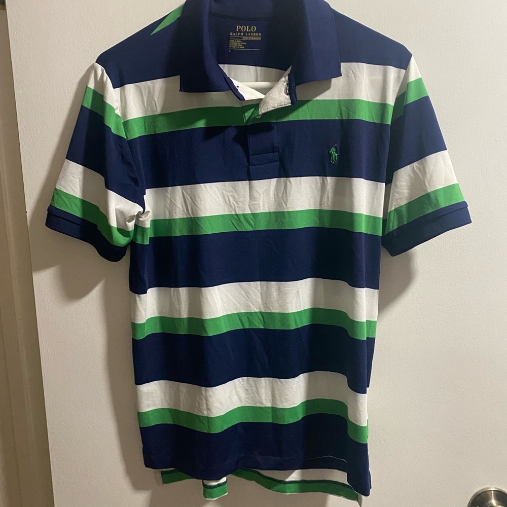 Polo by Ralph Lauren Blue and Green Striped Polo Shirt